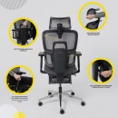 Кресло поворотное ENIGMA, серая сетка/алюминий (с подставкой для ног), коллекция AKSPRIME